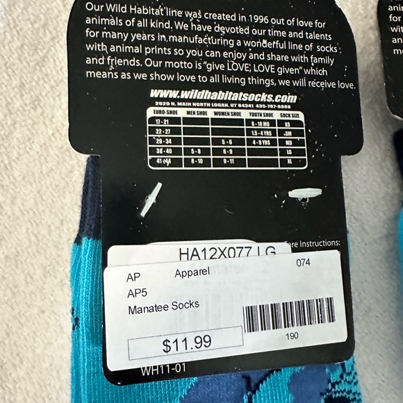 Manatee Socks! 2 pair size medium & large! Kids or adult NWT - Picture 4 of 6